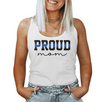 Proud Mom Blue Line Police Officer Mom Women Tank Top - Monsterry CA