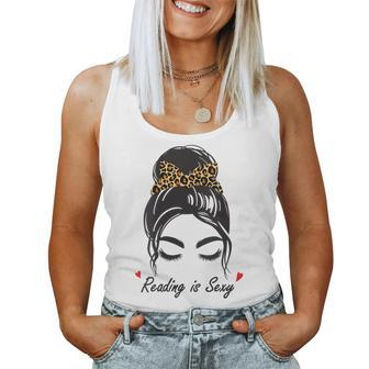 Reading Is Sexy Messy Bun Women Tank Top - Monsterry