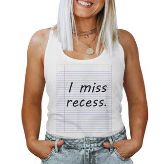 Recess I Miss Recess Nostalgic Women Tank Top - Monsterry AU