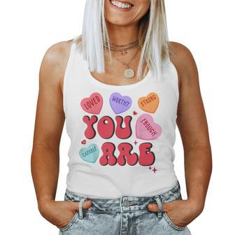 Retro Candy Heart Teacher Valentine's Day You Enough Women Tank Top - Seseable