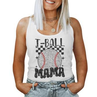 Retro Checkered Ball Mama T-Ball Mom Sports Mother's Day Women Tank Top - Monsterry DE