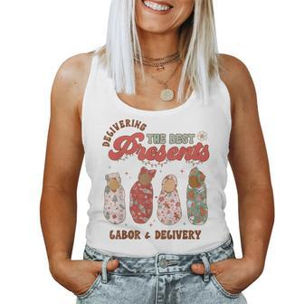Retro Christmas Labor And Delivery Nurse Mother Baby Nurse Women Tank Top - Monsterry