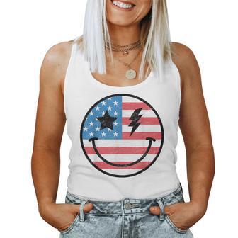 Retro Groovy America Usa Patriotic 4Th Of July Memorial Day Women Tank Top - Monsterry DE