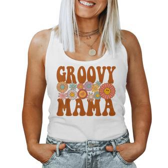 Retro Groovy Mama Matching Family Pregnancy Reveal Women Tank Top - Seseable