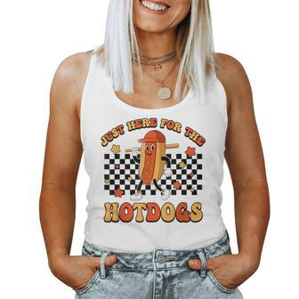 Retro Just Here For The Hotdogs Baseball Mom Sport Lover Women Tank Top - Monsterry AU