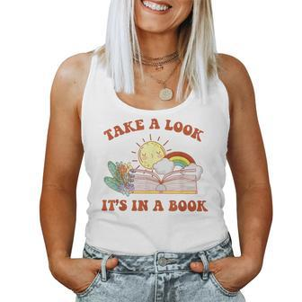 Retro Take A Look It's In A Book Rainbow Book Lover Teacher Women Tank Top - Monsterry UK