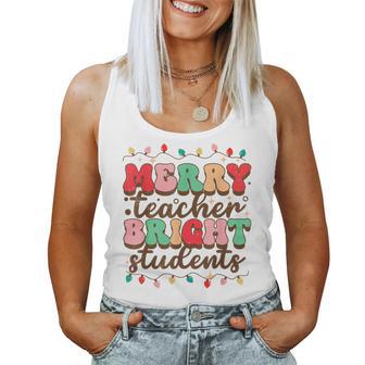 Retro Merry Teacher Bright Students Teacher Christmas Women Tank Top - Thegiftio UK