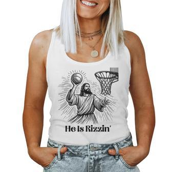He Is Rizzin Basketball Retro Christian Easter Women Women Tank Top - Monsterry