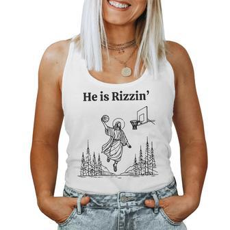 He Is Rizzin Basketball Retro Christian Religious Women Tank Top - Seseable