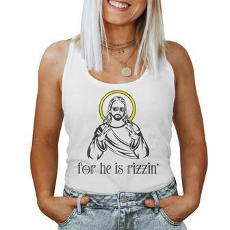 He Is Rizzin' Christian Religious Easter Sunday Women Tank Top - Monsterry
