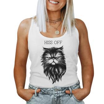 Hiss Off Cute Cat Pun Punny Meow Cat Lover Dad Mom Women Tank Top - Seseable