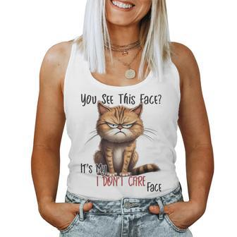 You See This Face It's My I Don't Care Face Sarcastic Cat Women Tank Top - Thegiftio UK
