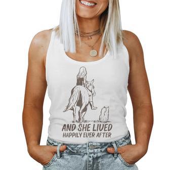 She Lived Happily Horse Dog Animal Lover Girls Women Women Tank Top - Monsterry UK