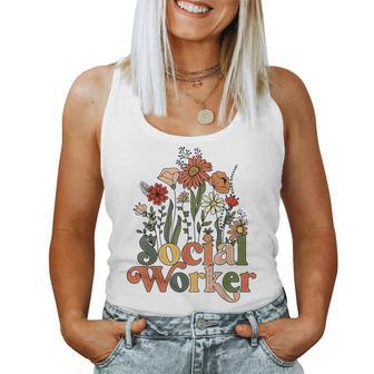 Social Worker Flower Grow Retro Vintage Social Work Life Women Tank Top - Seseable