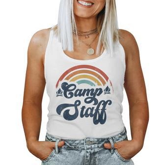 Summer Camp Counselor Staff Groovy Rainbow Camp Counselor Women Tank Top - Monsterry AU