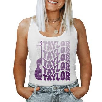 Taylor First Name I Love Taylor Girl Groovy 80'S Vintage Women Tank Top | Mazezy