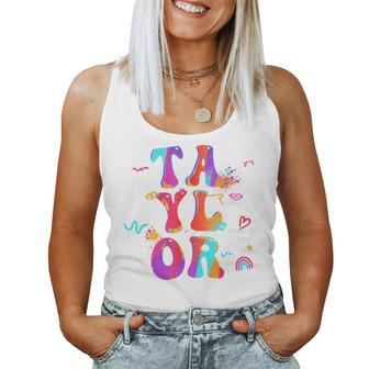 Taylor Girl First Name Personalized Groovy Women Tank Top - Seseable