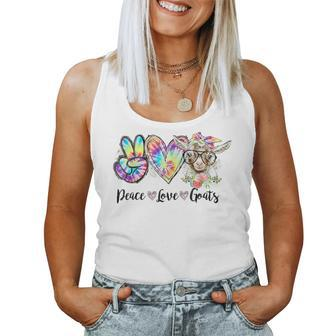 Tie Dye Peace Love Goats Farm Girl Goat Lover Women Tank Top - Thegiftio UK