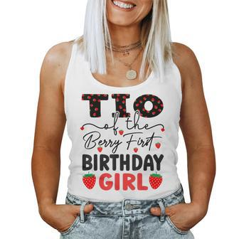 Tio Of The Berry First Birthday Girl Sweet Strawberry Bday Women Tank Top | Mazezy