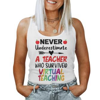 Never Underestimate A Teacher Who Survived Virtual Teaching Women Tank Top - Monsterry