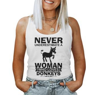 Never Underestimate A Woman Who Donkey Lover Women Tank Top - Seseable