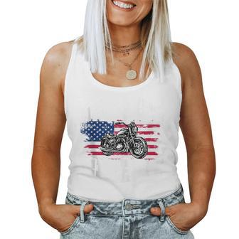 Us American Flag Biker Motorcycle T For Women Women Tank Top - Monsterry