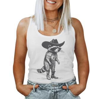 Vintage Raccoon Cowboy Cowgirl Trash Panda Western Country Women Tank Top - Monsterry CA