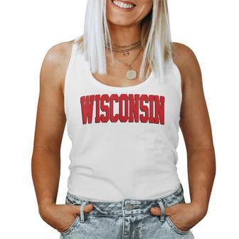 Vintage Wisconsin Wisconsin Red Retro Wisconsin Women Tank Top - Monsterry