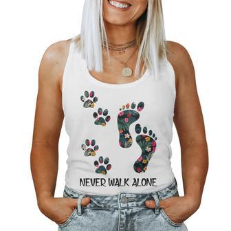 Never Walk Alone Paw Dog Flower Dog Friends Dog Lover Women Tank Top - Monsterry AU