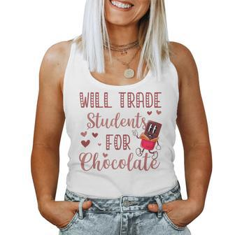 Will Trade Students For Chocolate Teacher Valentines Women Tank Top - Monsterry CA