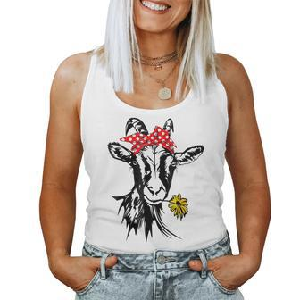 Women's Girls Goats Bandana Farm Animal Lover Goat Women Tank Top - Seseable