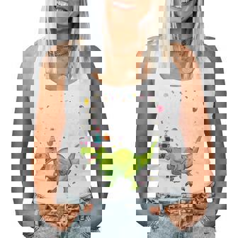 Youth 4 Year Old Birthday Boy Girl Dinosaur T Rex Family Matching Women Tank Top - Thegiftio