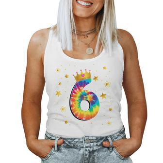 Youth 6Th Birthday Girls Colorful Tie Dye Number 6 Years Old Women Tank Top - Thegiftio UK