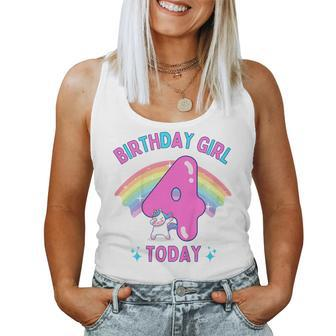 Youth Birthday Girl 4 Today 4Th Birthday Unicorn Rainbow Women Tank Top - Thegiftio UK