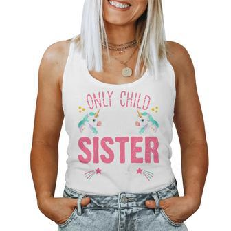Youth Only Child Big Sister 2024 Cute Unicorn For Girls Toddlers Women Tank Top - Seseable