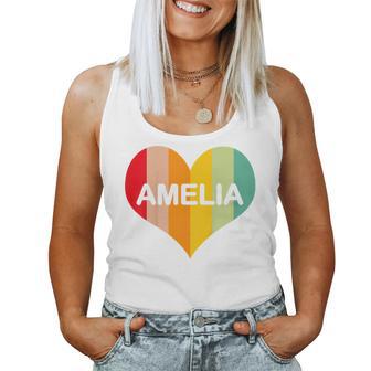 Youth Girls Amelia Retro Vintage Heart Name Women Tank Top - Monsterry AU