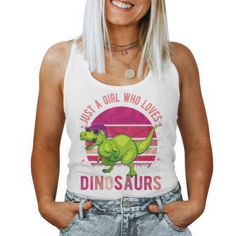 Youth Just A Girl Who Loves Dinosaurs Vintage Retro Women Tank Top - Monsterry UK