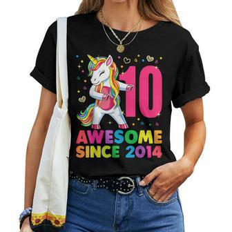10 Years Old Unicorn Flossing 10Th Birthday Girl Party Women T-shirt - Monsterry AU