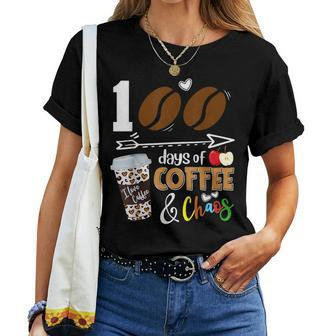 100 Days Of Coffee 100Th Day Of School For Teacher Student Women T-shirt - Monsterry DE