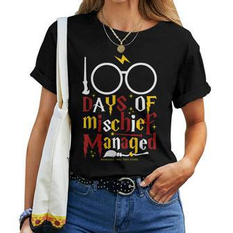 100 Days Of Mischief Managed Teacher Kid 100Th Day Of School Women T-shirt - Thegiftio UK