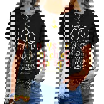 100 Days Of Mischief Managed Teacher Kid 100Th Day Of School Women T-shirt - Thegiftio