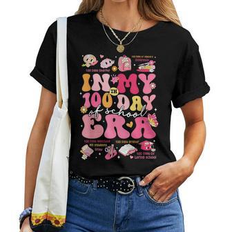 In My 100 Days Of School Era Groovy Retro Student Teacher Women T-shirt - Thegiftio UK