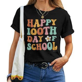 100 Days Of School For Teacher Student Retro Vintage Groovy Women T-shirt - Monsterry UK