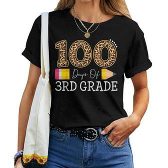 100 Days Of Third Grade Leopard Happy 100Th Day Of School Women T-shirt | Mazezy