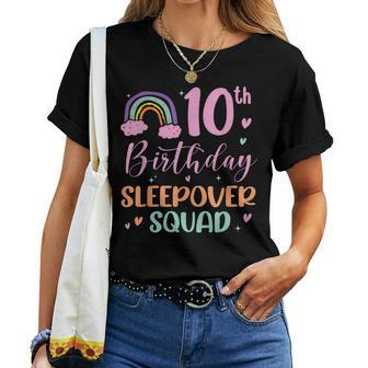 10Th Birthday Rainbow Sleepover Squad Pajamas Slumber Girls Women T-shirt - Thegiftio UK