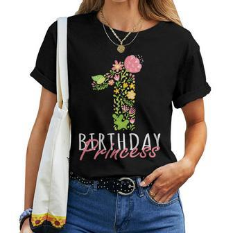 1St Birthday Princess 1 Years Old Girl Floral B-Day Theme Women T-shirt - Monsterry CA