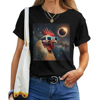 2024 Solar Eclipse Chicken Wearing Glasses Totality Women T-shirt - Seseable