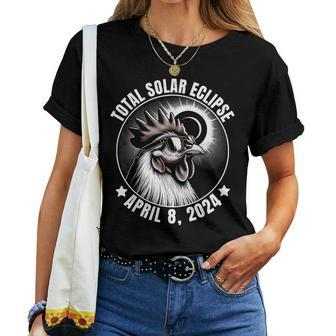 2024 Total Solar Eclipse Chicken Wearing Glasses Totality Women T-shirt - Seseable