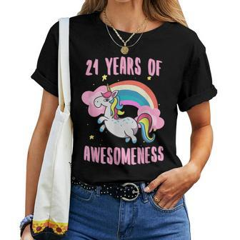 21St Birthday Unicorn T 21 Year Old Girl Niece Women T-shirt - Seseable