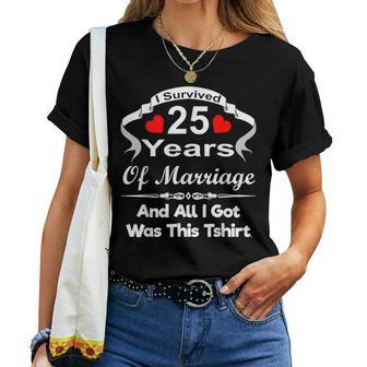 25Th Wedding Anniversary Marriage Husband Wife Couple Women T-shirt - Seseable
